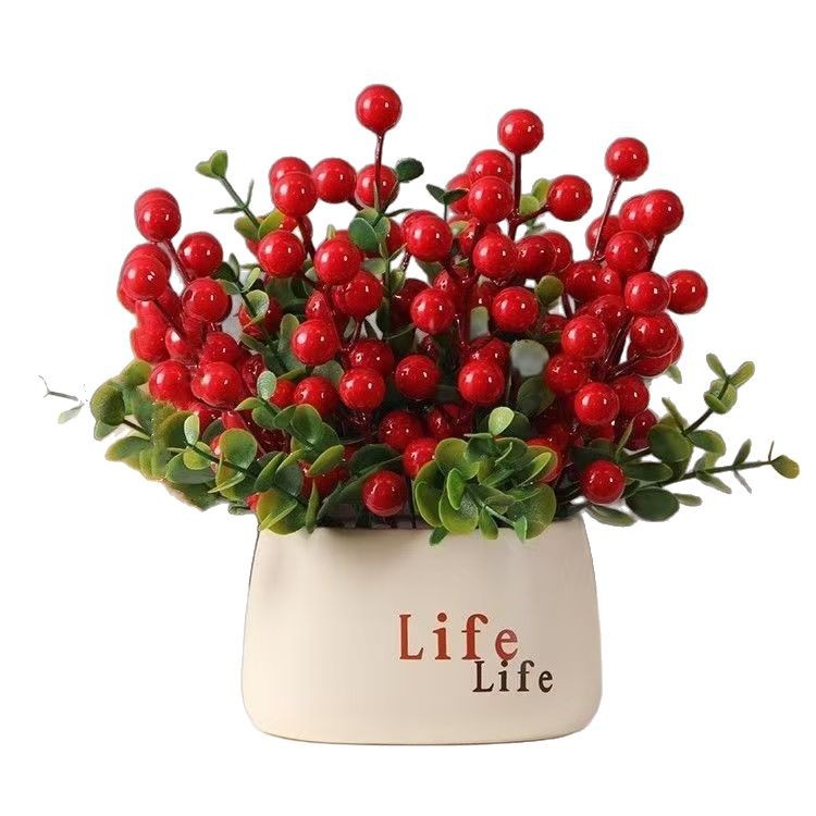 Simulation red fruit rich fruit life bottle decoration peace joy housewarming happy flower new year decoration flower
