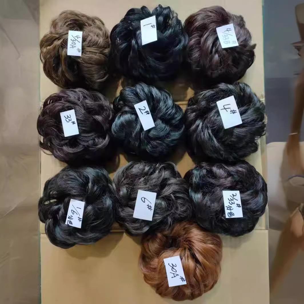 Wig hair Ring Ball Head female European and American matte silk simulation wig hair accessories flower bud wig factory wholesale