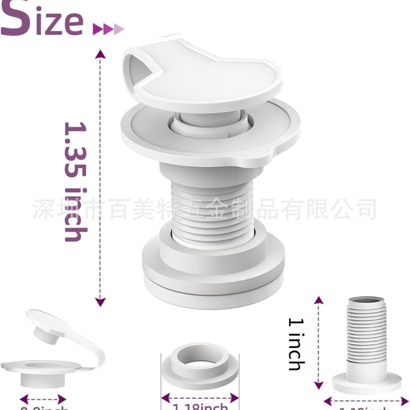 Cooler drain plug assembly 1 inch shaft length, used to Coleman Coleman 50, 58,