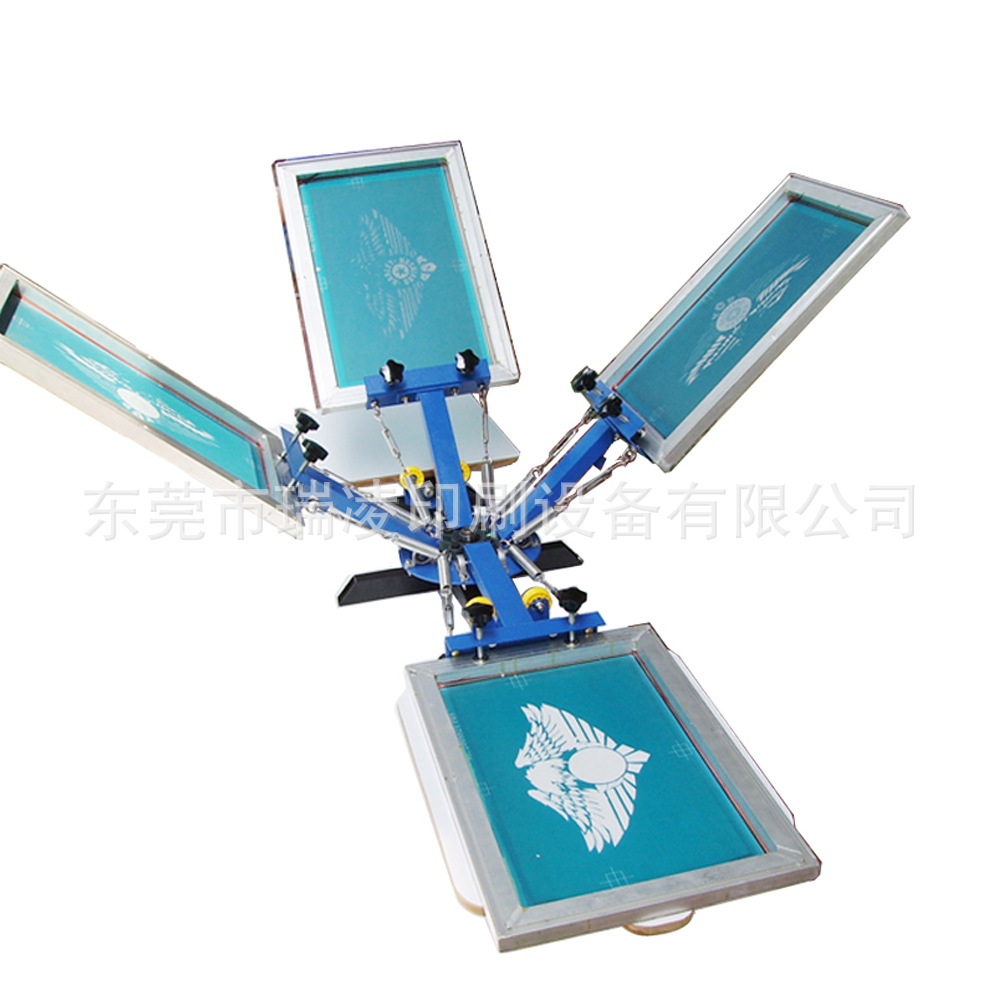 Ruiling Simple 4 Color 2 Bit Screen Printing Machine Manual Screen Printing Machine Desktop T-shirt Printing Machine Manual 4 Color Printing Machine