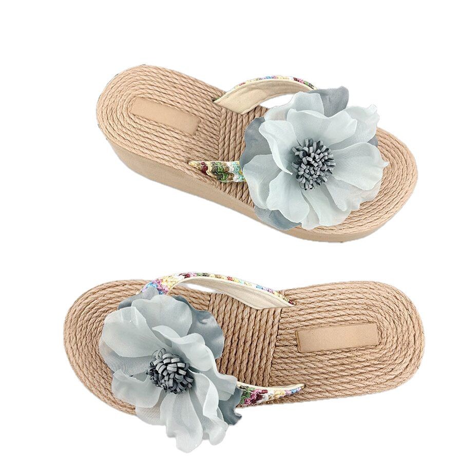 Flower Flip-Flops Women's Non-Slip Sandals Korean Style Simple Fashionable Shoes Bohemian Summer New Outwear Eva Shoes