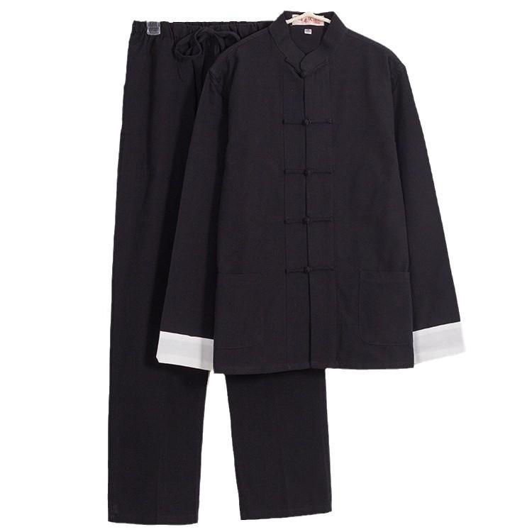 Chinese Middle-aged and Elderly Pure Cotton Old Coarse Cloth Tang Suit Top for Male Dad and Grandpa Chinese Style Retro Improved Hanfu suit