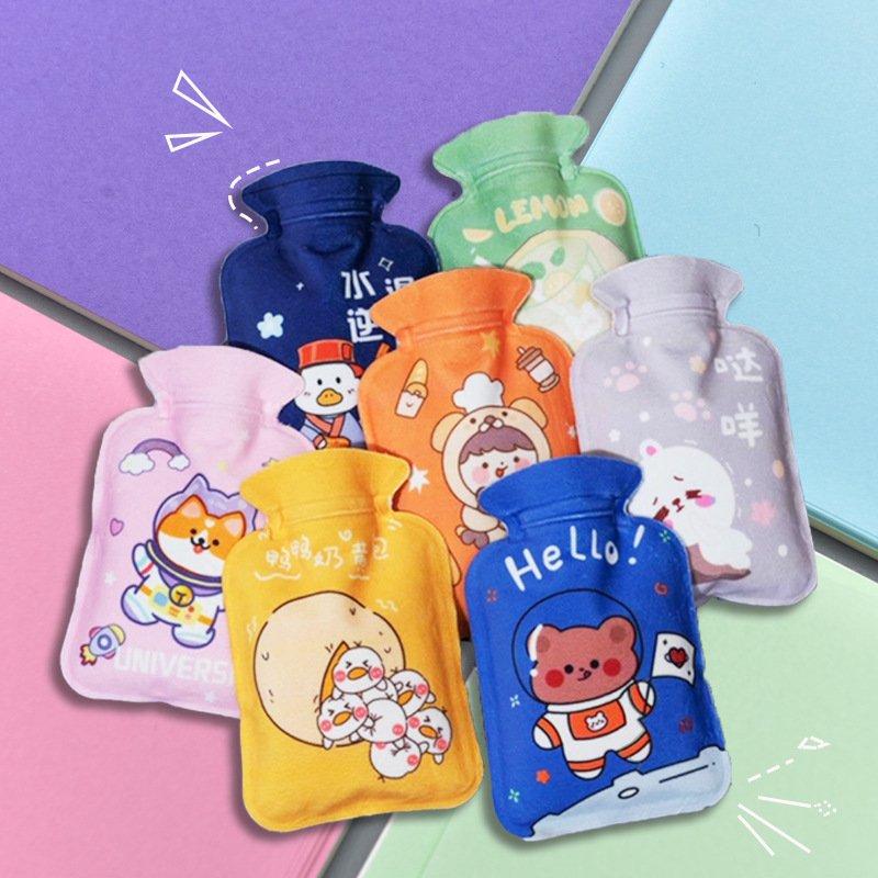 Взрывозащищенная грелка для воды с водой, милый женский горячий компресс, грелка для живота, средняя мультяшная плюшевая грелка для воды