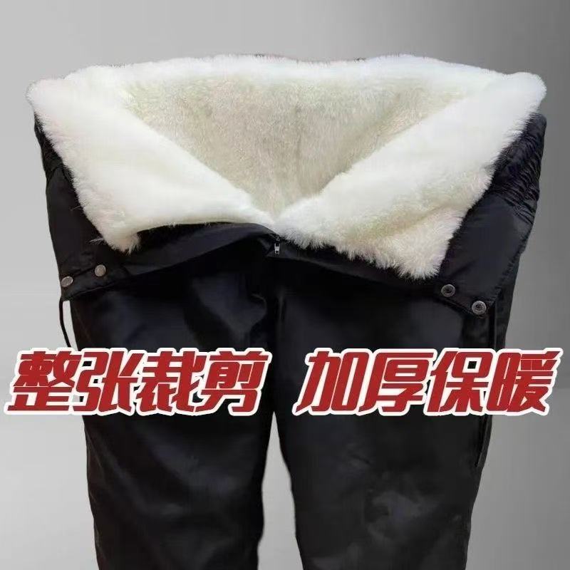 Брюки из овечьей кожи для зимнего велоспорта, влагозащитные и теплые брюки для мужчин и женщин среднего возраста и пожилых, брюки для велоспорта с высокой талией