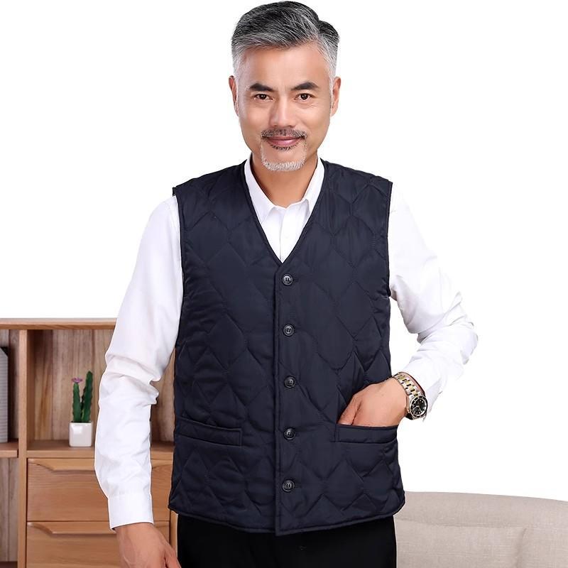 Wool Vest Men's Genuine Leather Autumn and Winter Lamb Wool Vest Thickeneded Fur One-Piece Vest for Middle-Aged and Elderly People