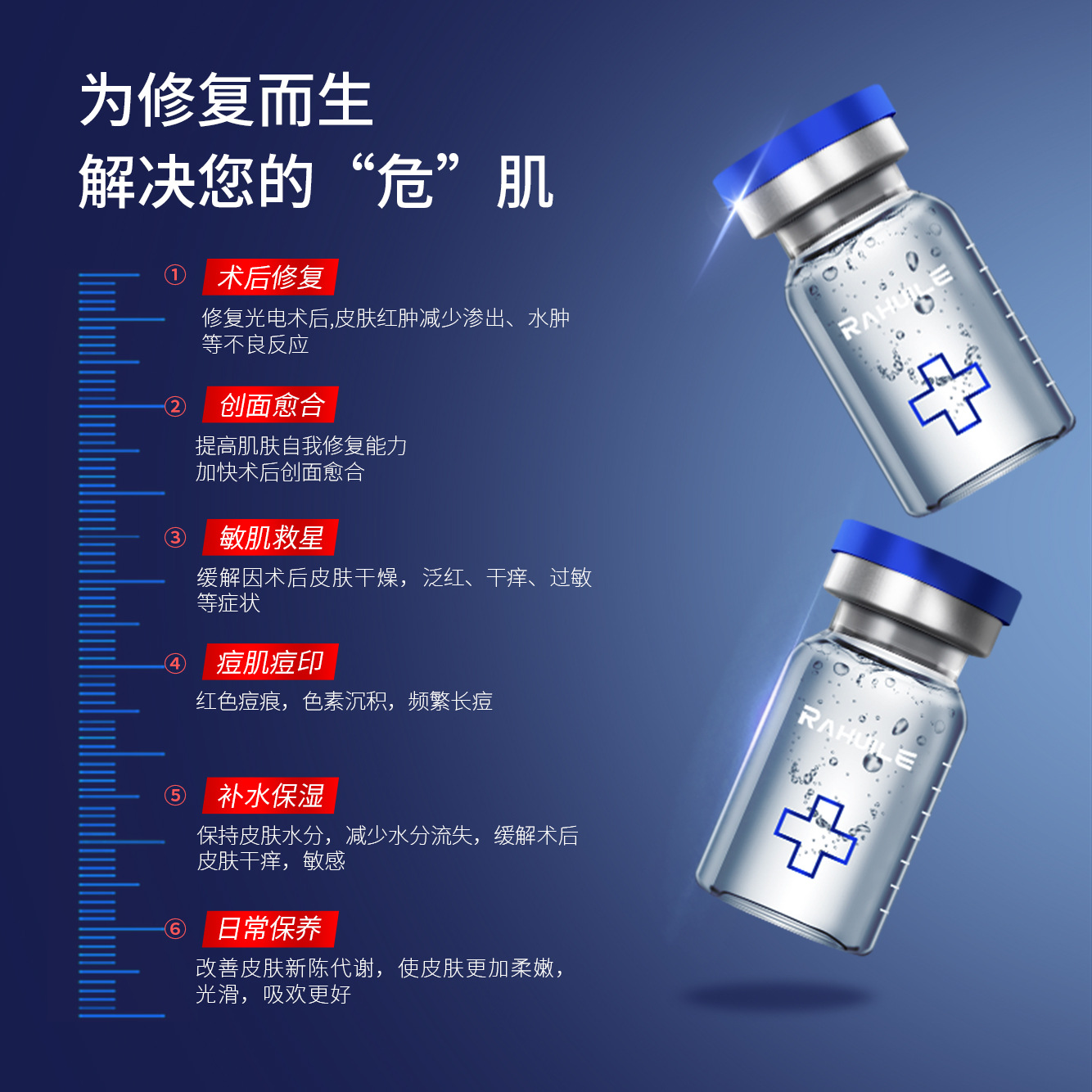 Rahuile Medical Grade Sodium Hyaluronate Dressing Medical Beauty Small Wound Abrasion Repair Liquid Medical Grade Dressing