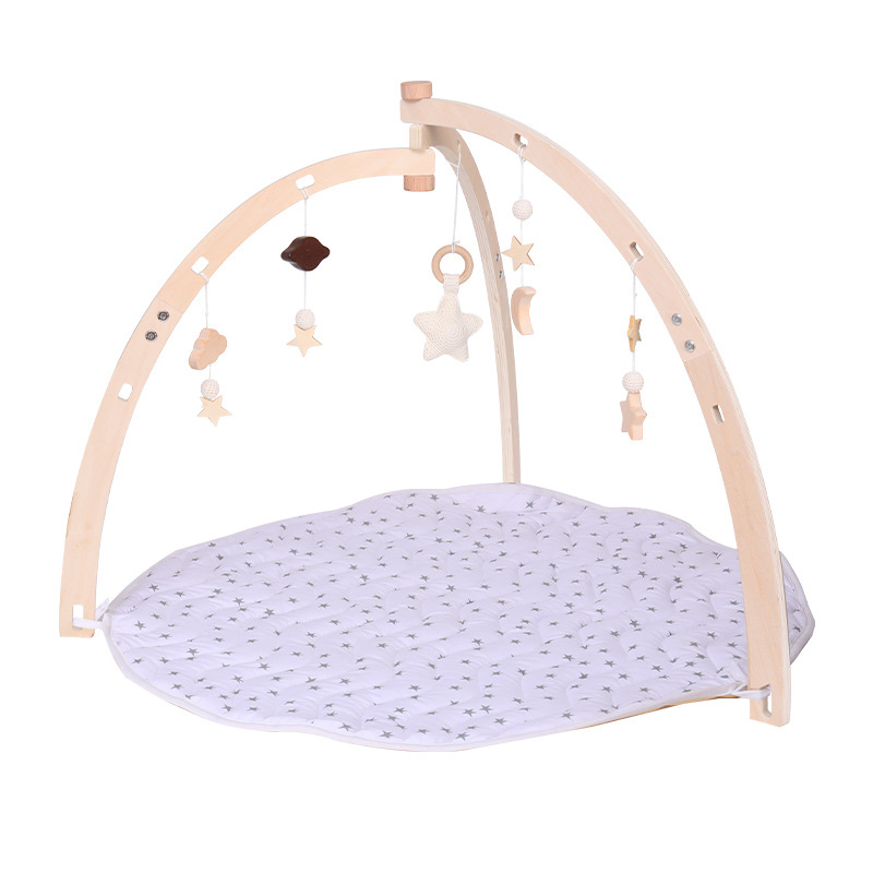 Cross-border Wooden Newborn Fitness Rack Baby Grasping Clouds Stars Moon Pendant Baby Sports Tripod