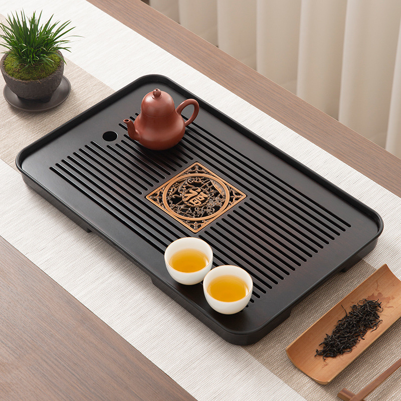 Wholesale Tea Tray for Home Use, Small Tea Table with Water Storage, Dry Brewing Tray, Bamboo Tea Tray, Drainage Tray, Bamboo Melamine Tray, One-Piece Dropshipping