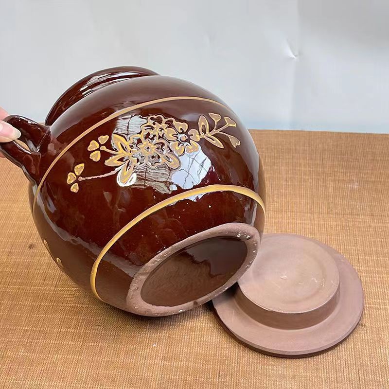 Lard Tank with Lid Boiled Storage Tank Old-fashioned Household Ceramic Kitchen High Temperature Resistant Large Capacity Pottery Oil Jar