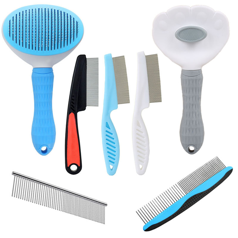 Оптовый набор расчесок с длинной ручкой для кошек и собак для удаления блох и вшей, расческа с мелкими зубьями для удаления плавающих волос, расческа для кошек, расческа для домашних животных