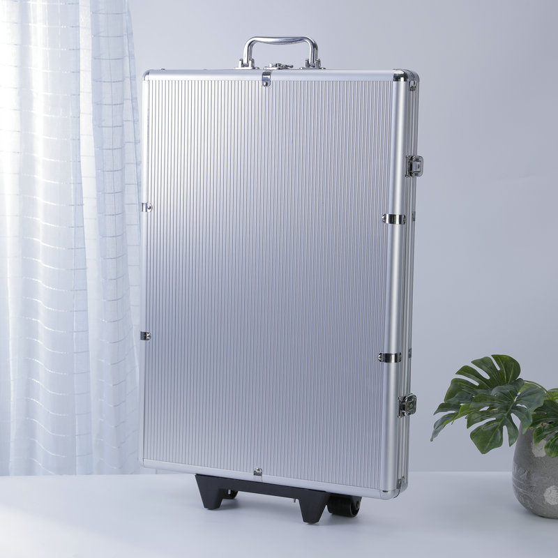 Spot Aluminum Box Texas Hold'Em 40/43cm Chip Coin Storage Box 1000 Yards Pull Rod Aluminum Alloy Chip Box