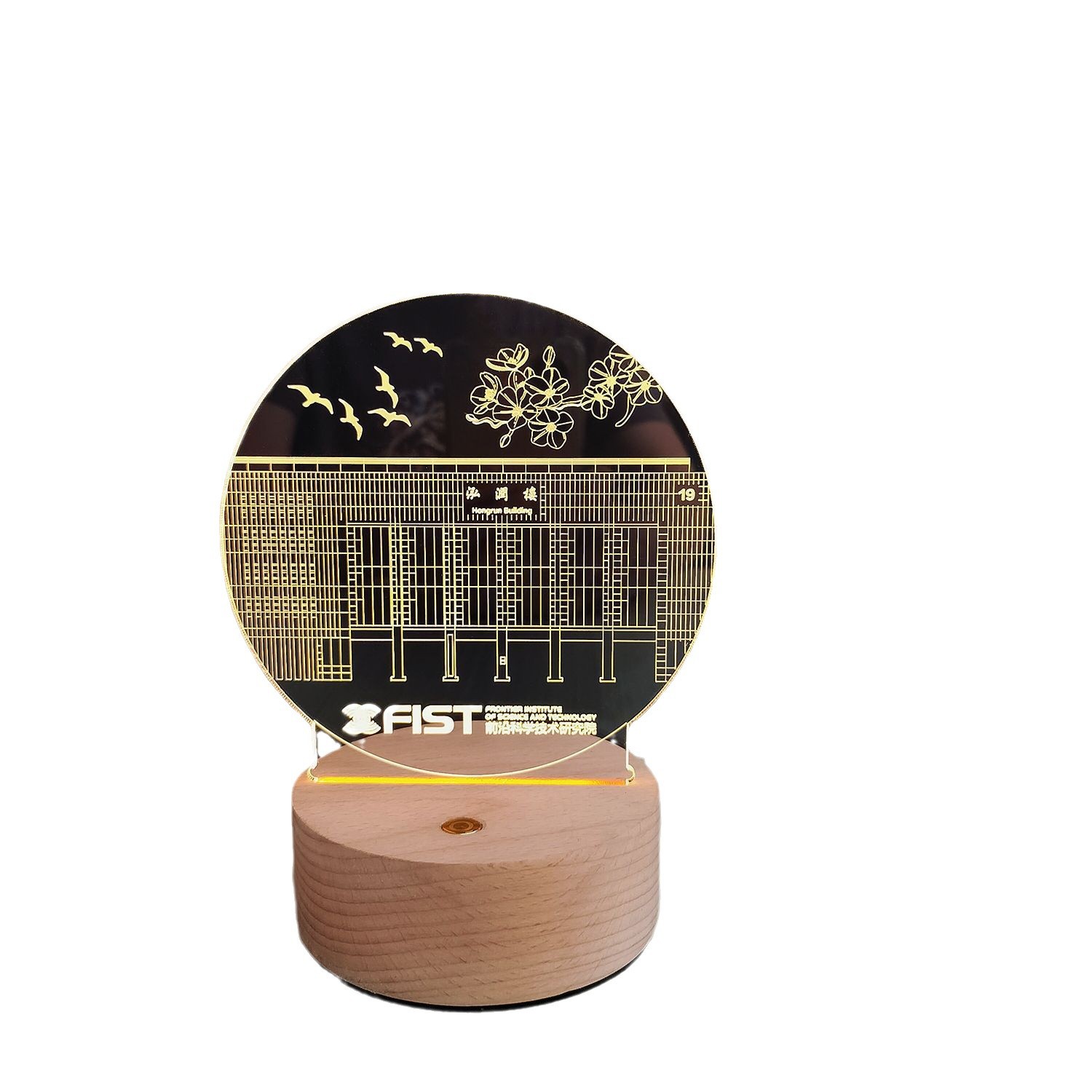 Customized Acrylic Night Light with Pictures, Luminous Solid Wood Desktop Ornaments, Holiday Souvenirs, Gifts, Business Souvenirs