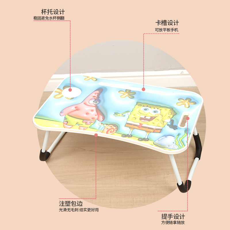 Customized 3D Stereoscopic Printing Folding Computer Desk Bed Small Table Board Folding Table Wholesale Student Desk Cartoon Printing