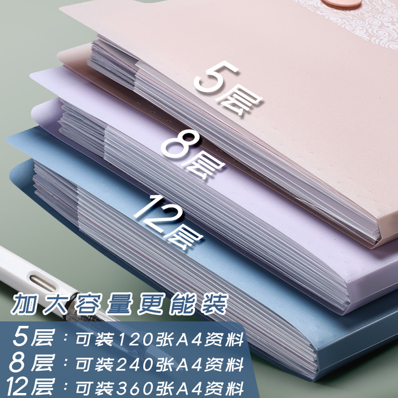 12-Grids Organ Bag Folder Student Test Paper Folder 8-Grids Cute Transparent Classification Storage A4 Multi-Layer Storage Bag