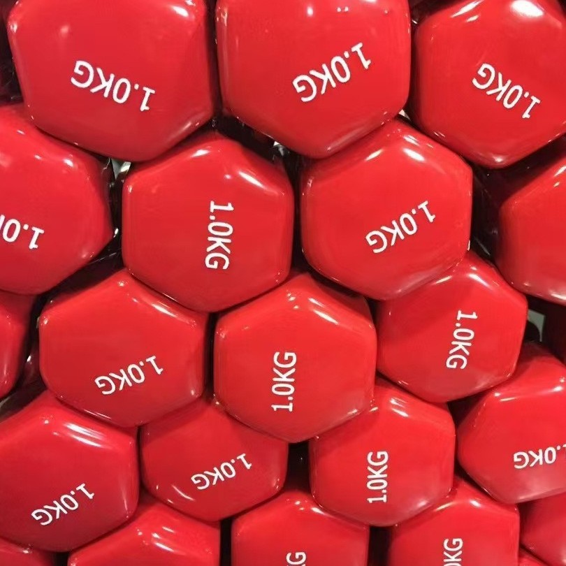 Dumbbell Lady Shaping Fitness Color Dipper Cast Iron Small Dumbbell Solid Core Hexagon Glue-coated Gloss Household Dumbbell