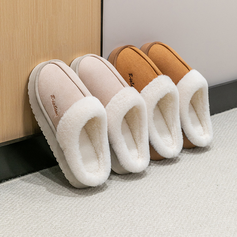 Хлопковые тапочки для женщин, осень и зима, новые, водонепроницаемые, домашние, плюшевые, хлопковые тапочки, утолщенные, для мужчин