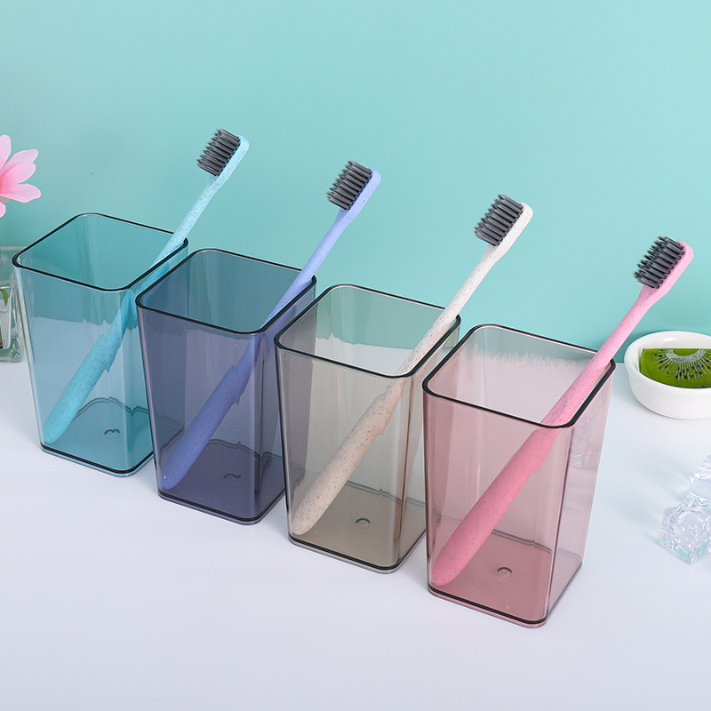 Nordic Toothbrush Cup, Square, Creative, Simple, Transparent Cup, Plastic Mouthwash Cup, Hotel Home Use, Multifunctional Toothbrushing Cup