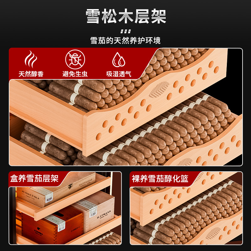 Eggplant Dragon 68C Cedar Cigar Cabinet Electronic Small Temperature Control Humidity Household Tea Constant Temperature Red Wine Cabinet