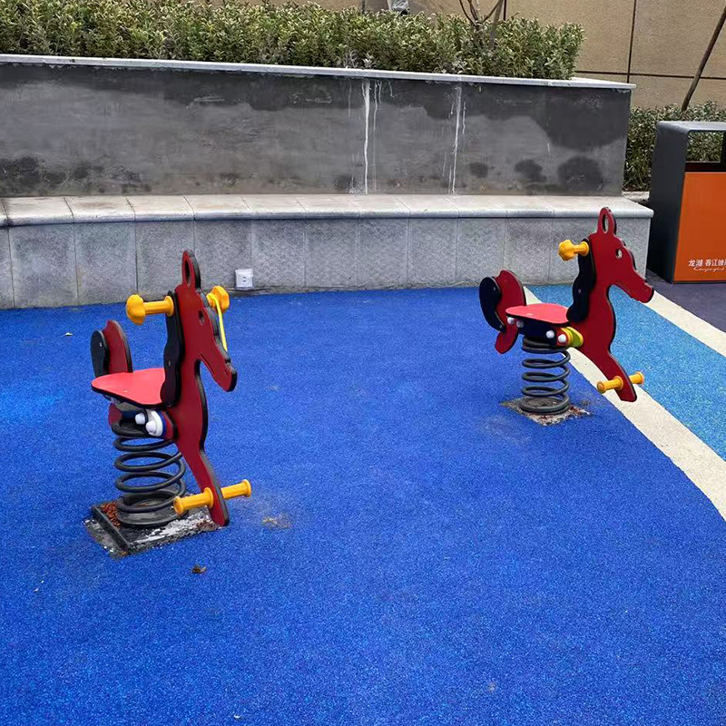 Outdoor Animal Rocking Horse Community Park Amusement Facilities Kidsren's Seesaw Toy Pe Board Spring Rocking Music