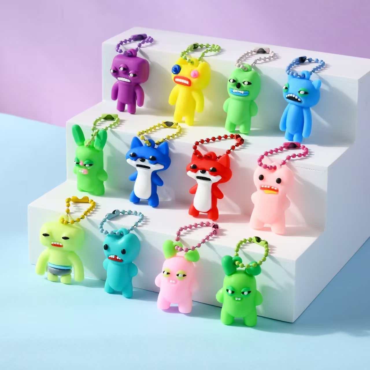 Cross-Border New 24-Piece Fuggler Cute Monster Pendant Keychain Doll Blind Box Funny Primary School Student Pendant
