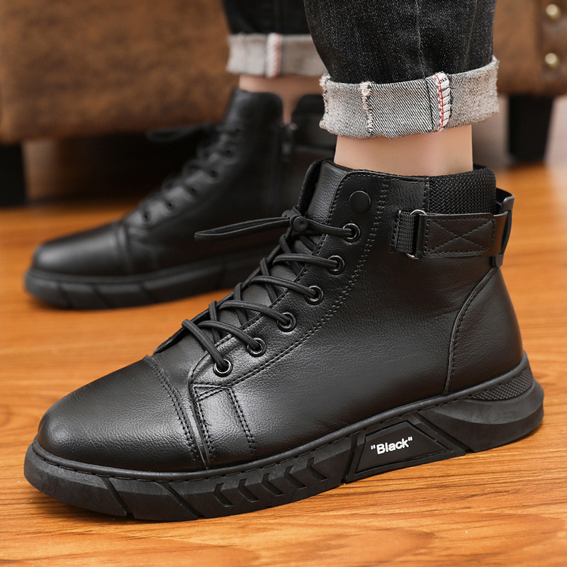 2024 Cross-Border Large Size Martin Boots for Men, British Style Men's Boots, High-Top Men's Casual Leather Boots, Trendy Hot Item