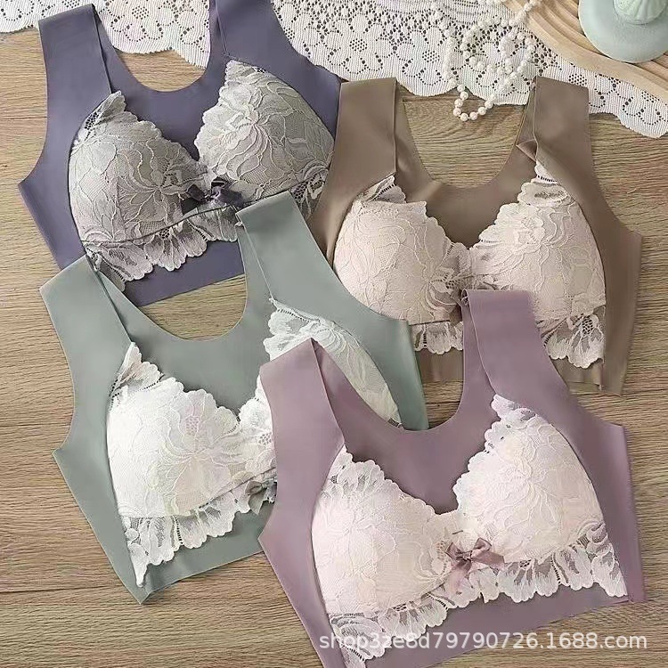 Underwear chubby girl plus size Non-rimmed Comfortable Sports Vest Women's Push-up Anti-sagging Big Chest Bra