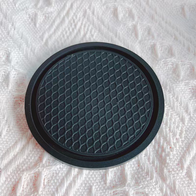 Car cup mat cross-border hot new solid color PVC cup mat car accessories new round anti-slip mat wholesale