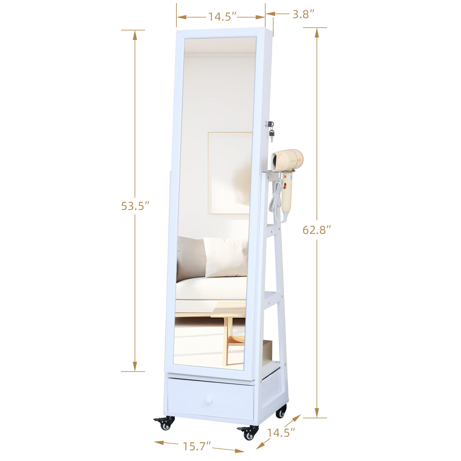 Factory wholesale mirror full body floor mirror home ins style full-body mirror movable full-length mirror jewelry storage mirror