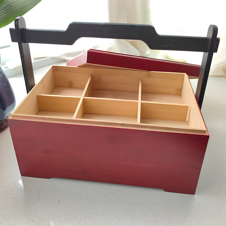 Chinese Mooncake Basket Snack Box Multi-Layer Solid Wood Bamboo Box Hotel Dinner Plate Tea Set Storage Picnic Food Box