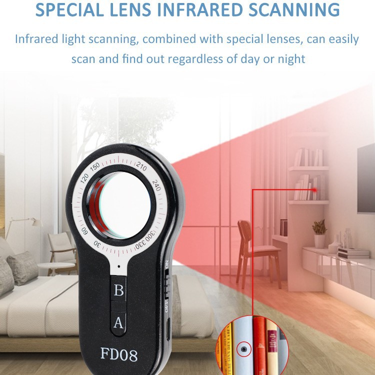 FD08 противо-шпионский инфракрасный детектор камер, инфракрасное сканирование, GPS-сканер, анти-мониторинг