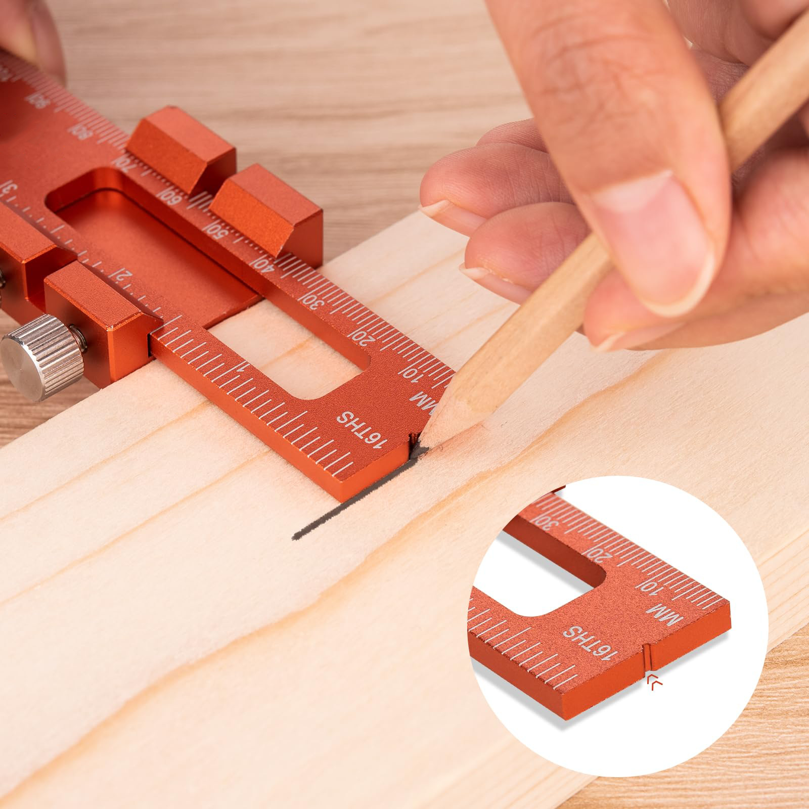 Precision Woodworking Pocket Ruler Woodworking Scribing Positioner Multifunctional Measuring Auxiliary Tool