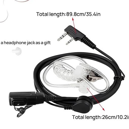 Baofeng 888S Walkie-Talkie K-Head Universal Air Duct Headset Baofeng 5R Air Guide Ear-Hook Headset Cable