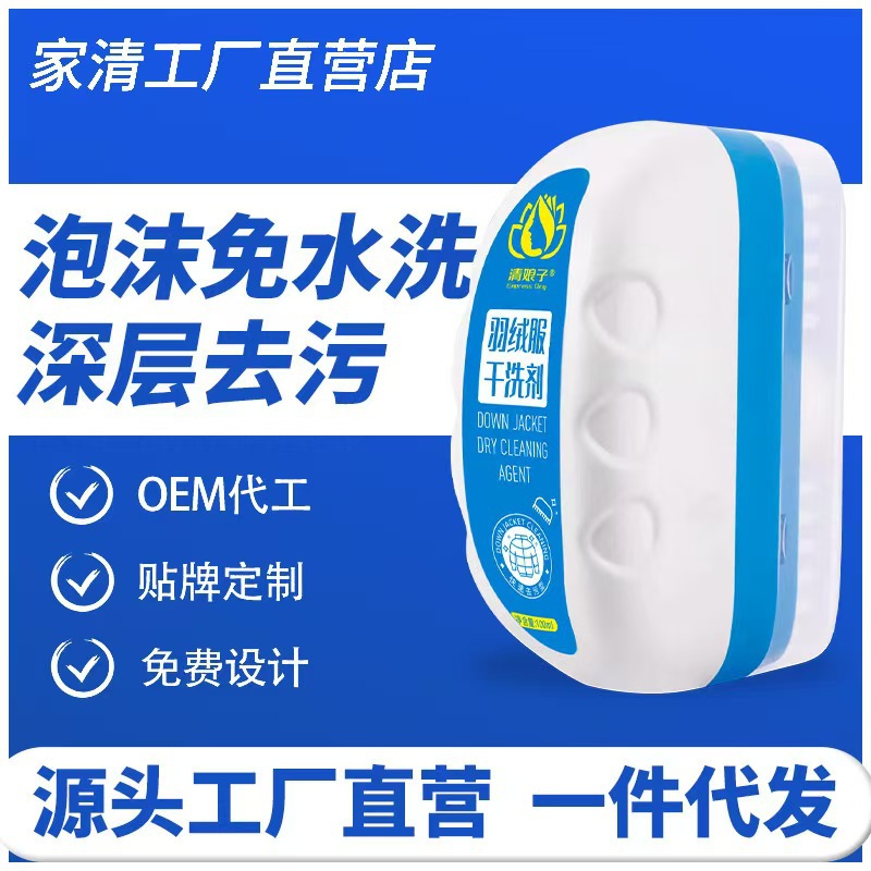 Down Jacket Dry Cleaning Agent Comes with Brush Head Foam, No-Wash Stain Removal Washing Artifact, No-Wash Household Cleaning Brush