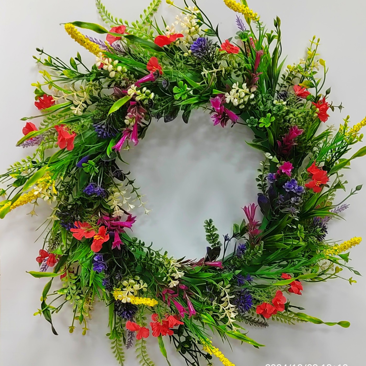 Dezhou Wild Flower Wreath Spring and Summer Wreath Front Door Simulation Dried Flower Wreath Ranunculus Fresh Green Plant Eternal Flower