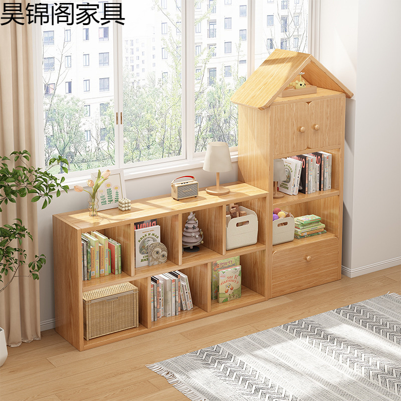 Книжная полка для детей из массива дерева, напольный стеллаж, свободная комбинация для игрушек в детском саду, домашний книжный шкаф