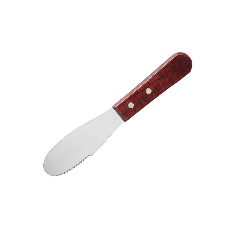 In stock creative stainless steel wooden handle cheese knife cheese knife toothless Western cheese butter scraper baking tool
