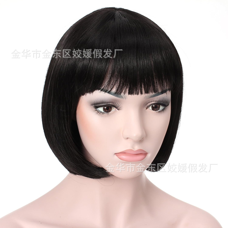 Factory direct Qi bang universal wig bobo head student hair children bobo head color wig women's short hair