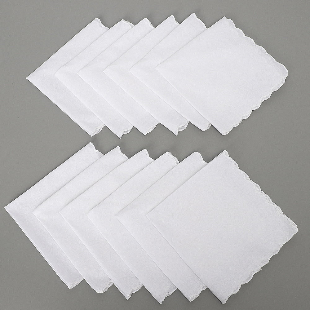 30*30cm wave edge high density white square towel can tie dye rubbing printing DIY embroidery white square towel