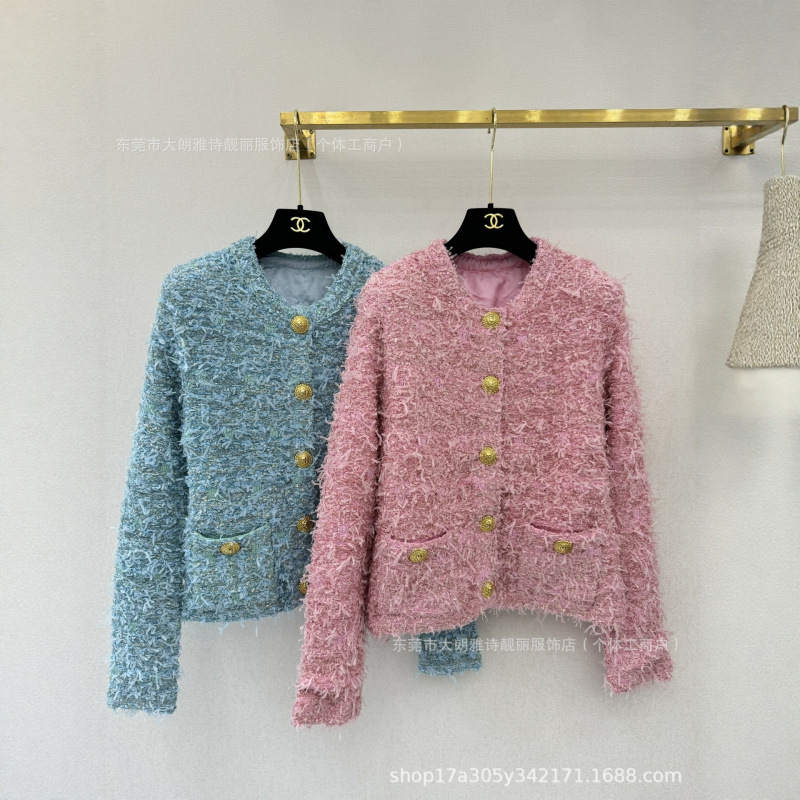 2024 Осень/Зима Социальный Стиль Легкая Роскошь Металлическая Пряжка Нежный Уменьшающий Возраст Короткий Слим Фит Пиджак Вдохновленный Шанель