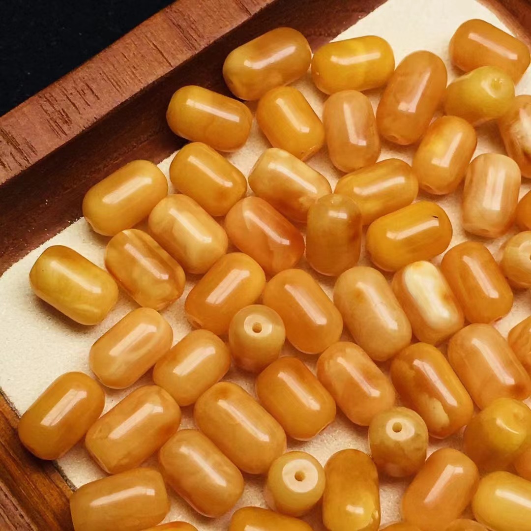 Natural Russian beeswax barrel beads accessories wax rich old beeswax accessories Ketang jewelry origin wholesale