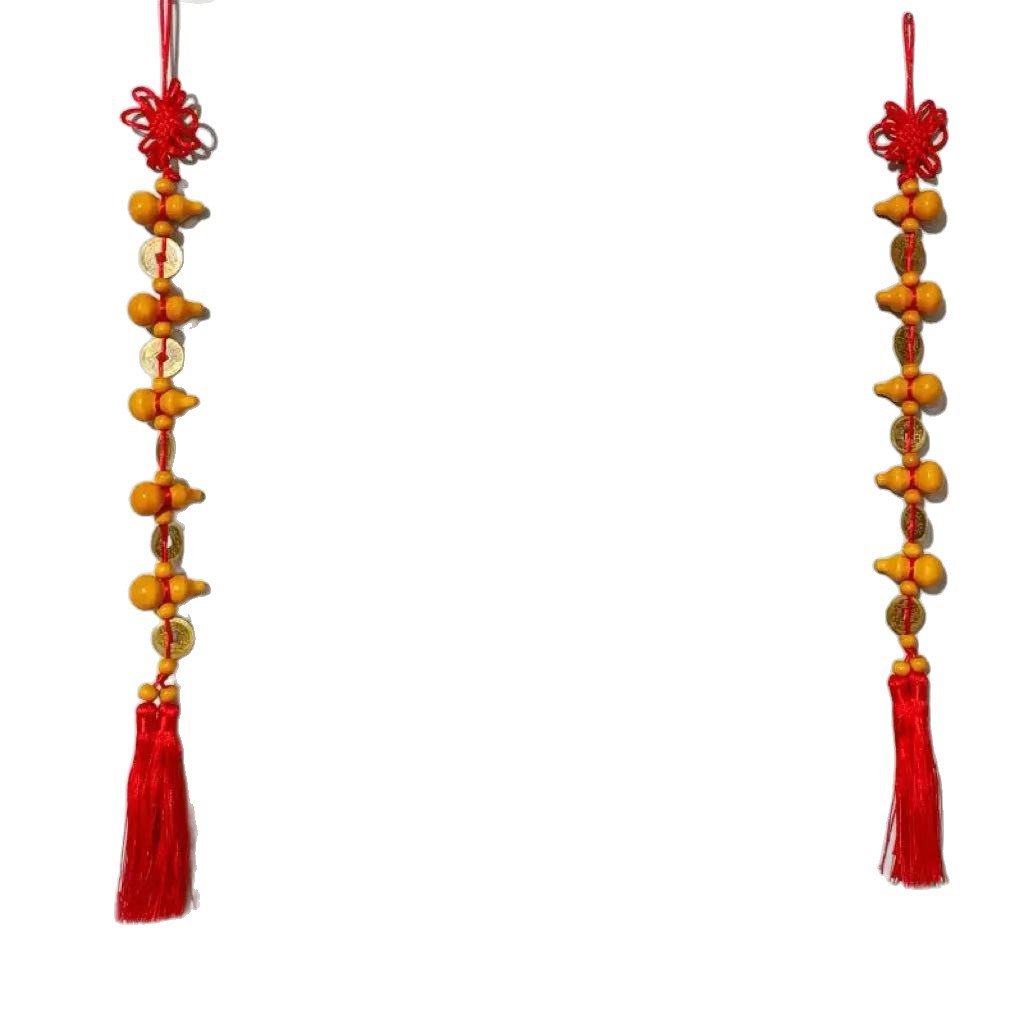 The Supreme Eight Emperors Eight Plates Copper Coin Wooden Gourd Pendant Door-To-Door Chinese Knot Living Room Hanging Decoration for Home Use