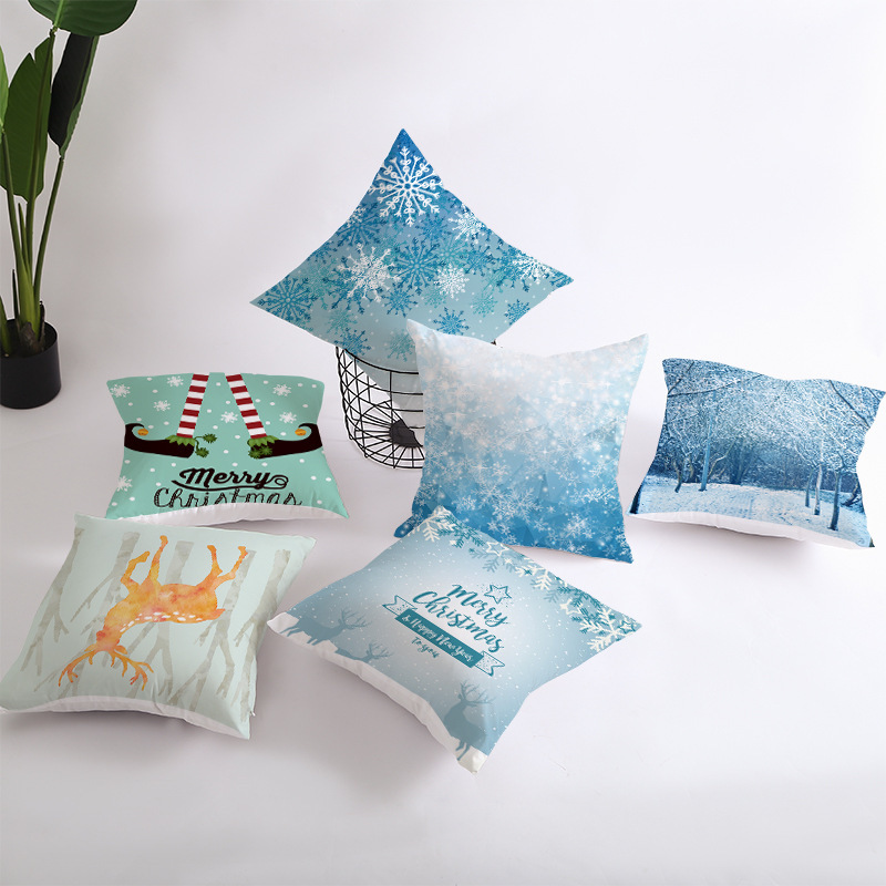 Wish home European and American Christmas snowflake digital printing peach skin car pillow cushion pillowcase a generation of hair