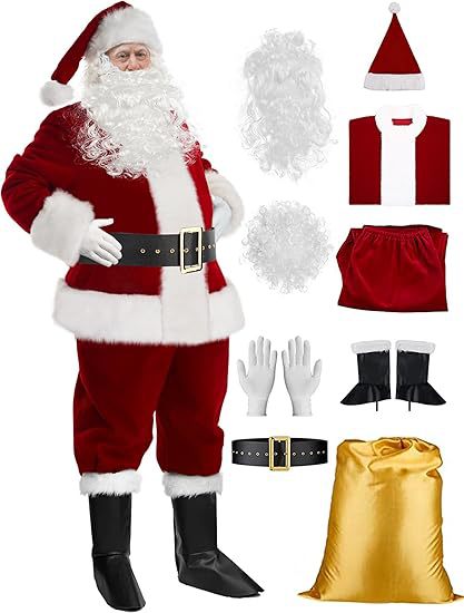 2025 European and American Cross-Border Christmas Clothing for the Elderly Christmas Style Korean Velvet Santa Claus Clothing Amazon