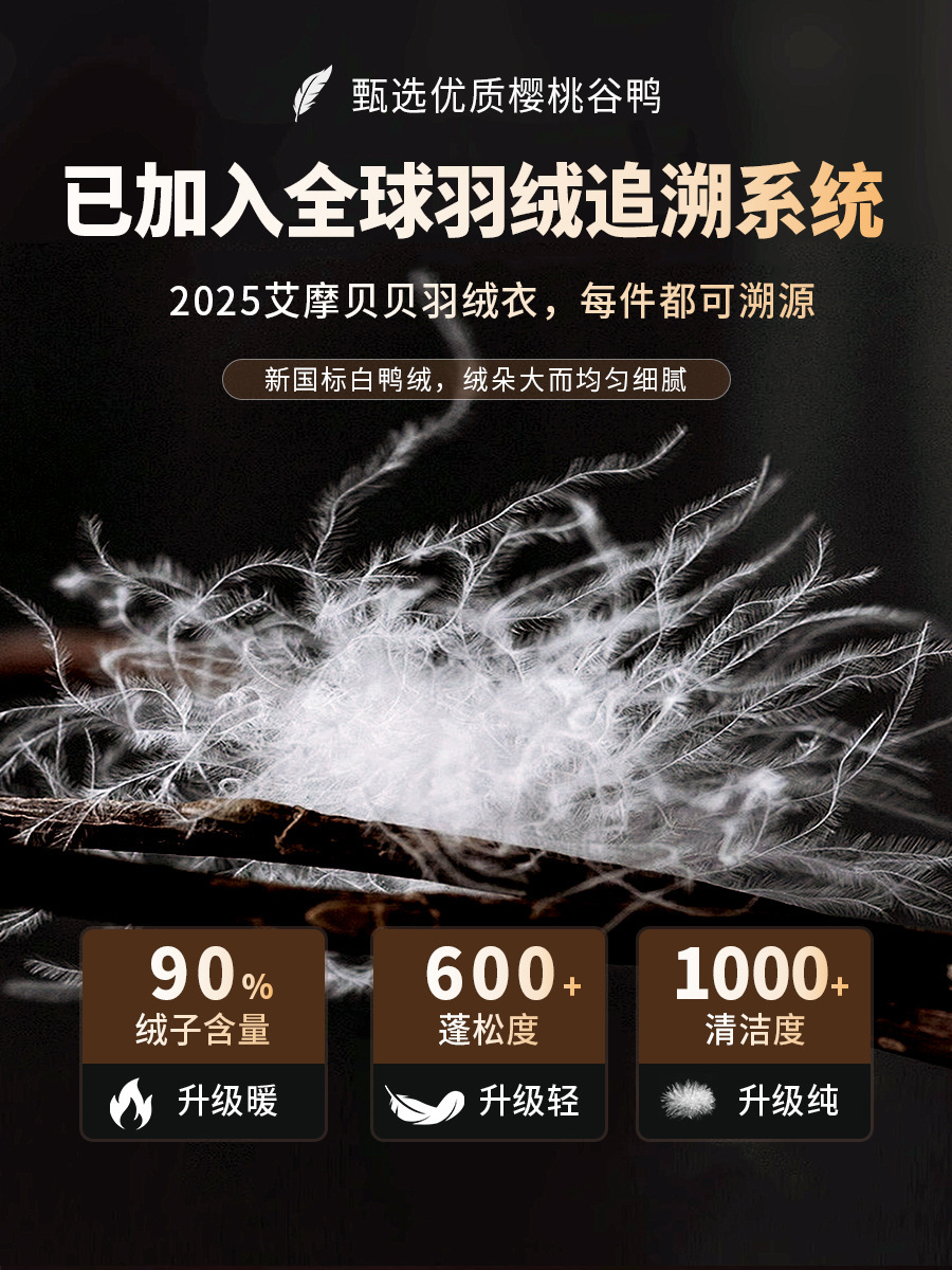 Strongly Waterproof, Traceable, New National Standard 90 White Duck down Puffer Jacket for Children, Graphene Cold-Resistant and Warm Hooded down Jacket