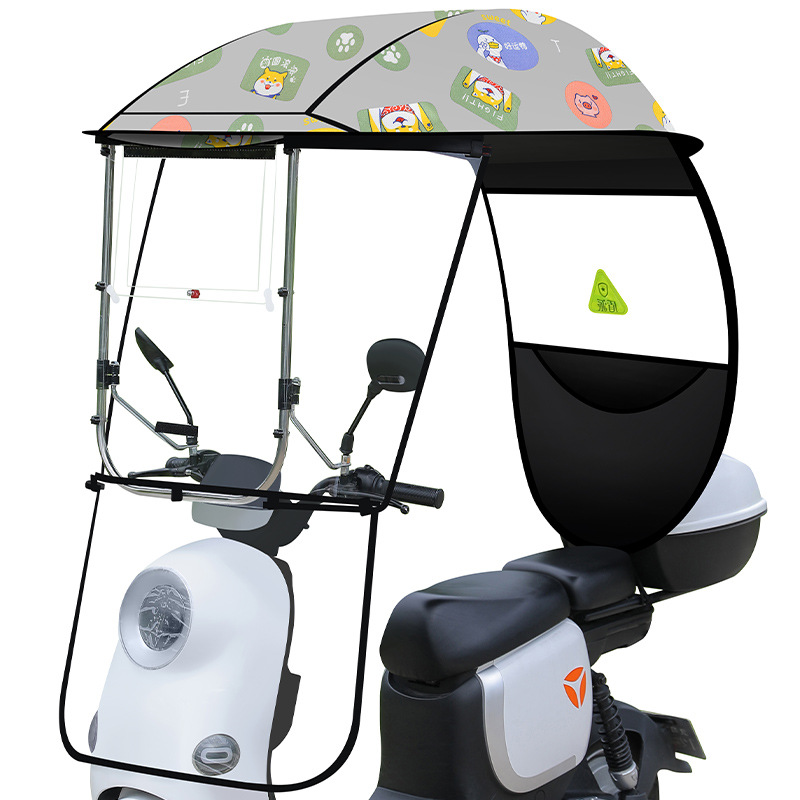 Electric Vehicle Canopy, Motorcycle Awning, Folding New Model, Widened and Enlarged, Removable Rainproof and Retractable for Battery Vehicles
