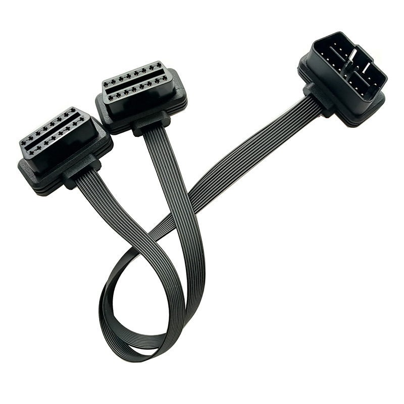 Car OBD2 extension cable flat cable flat cable obd one minute two car driving computer one drag two transfer expansion cable
