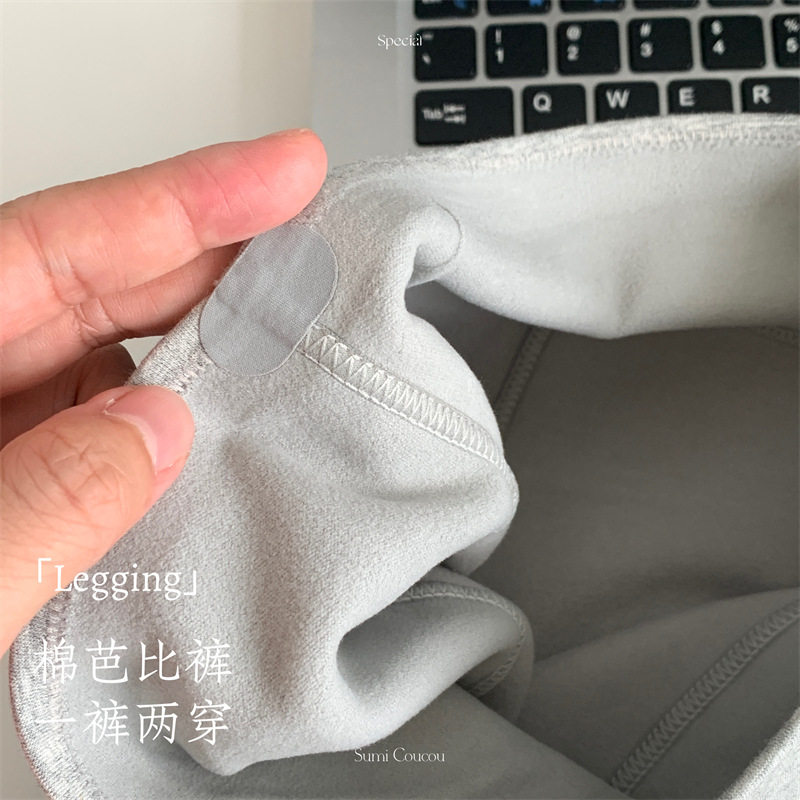 Cotton Barbie Pants Thickened Velvet Warm Pants Women's Plaid Women's High Waist Slim Autumn Pants Can Be Weared Outside Leggings New Style