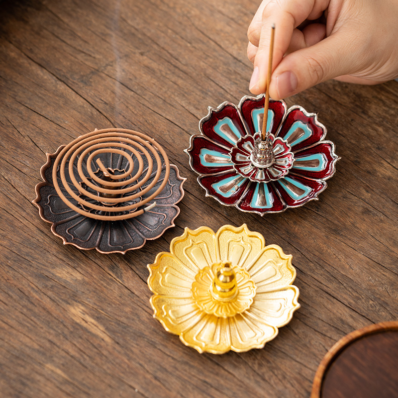 Lotus Porous Line Incense Insertion Household Antique Incense Plate Zen Buddha Incense Seat Indoor Incense Lotus Incense Insertion Sandalwood Stove