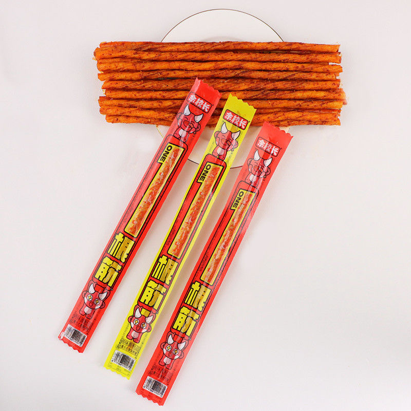 Internet celebrity snacks one tendon beef tendon spicy strip leisure food snack super long spicy snacks full box wholesale and retail