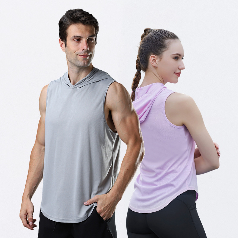 Жилет с капюшоном фитнес мужской баскетбол бег тренировка свободный быстросохнущий дышащий жилет европейский и американский большой размер спортивный жилет